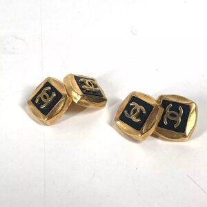CHANEL Vintage 96P CC CC Mark Accessories Bicolor cuffs Metal Gold/Black
